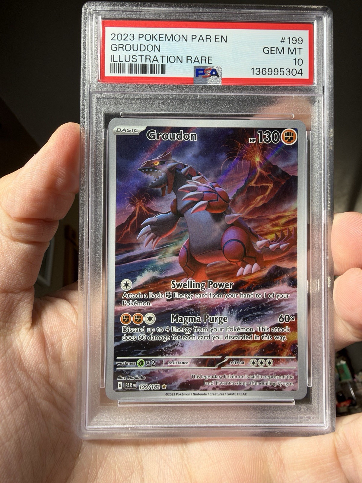 2023 POKEMON PAR EN-PARADOX RIFT ILLUSTRATION RARE #199 GROUDON PSA 10