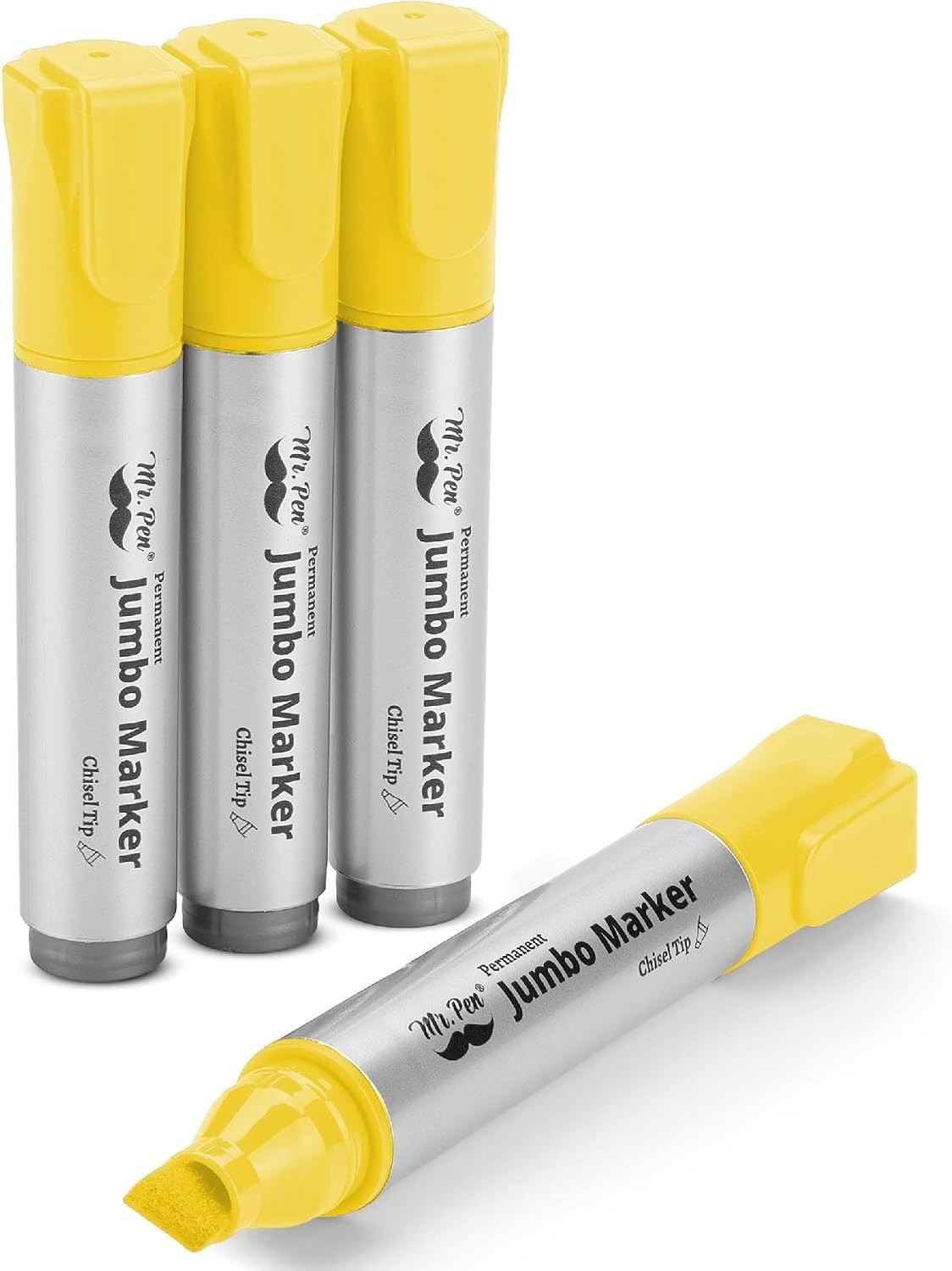 Mr. Pen Jumbo Permanent Markers, 4-Pack, Black Chisel Tip, Waterproof Mr. Pen Jumbo Permanent Markers, 4-Pack, Black Chisel Tip, Waterproof