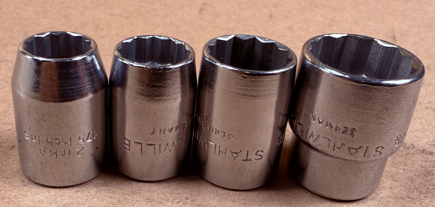 RARE Vintage Stahlwille 45a ED Thin Wall Sockets 3/8\ RARE Vintage Stahlwille 45a ED Thin Wall Sockets 3/8\