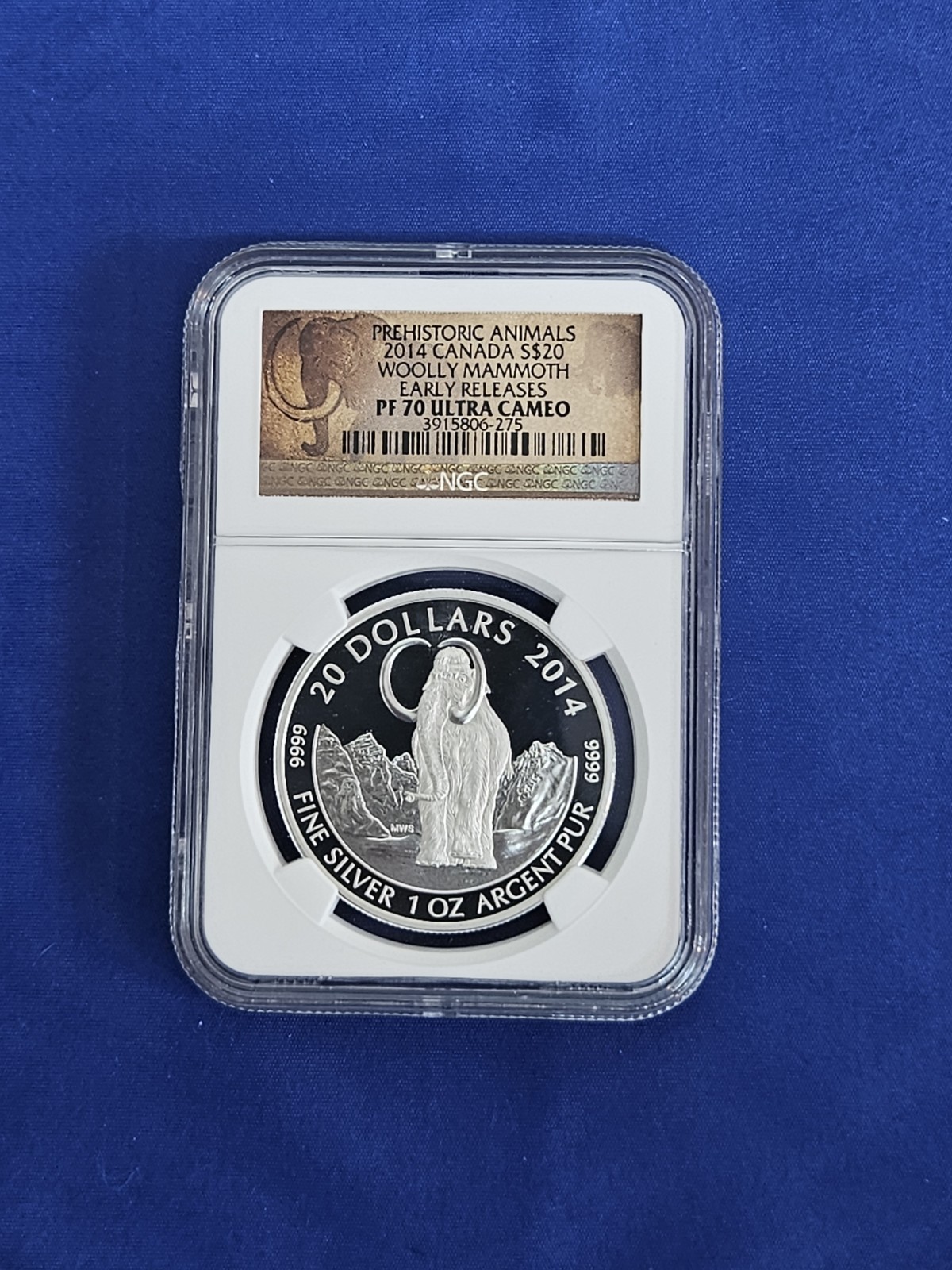 2014 Canada $20 Woolly Mammoth 1 oz Fine Silver Coin NGC PF70 Ultra Cameo ER