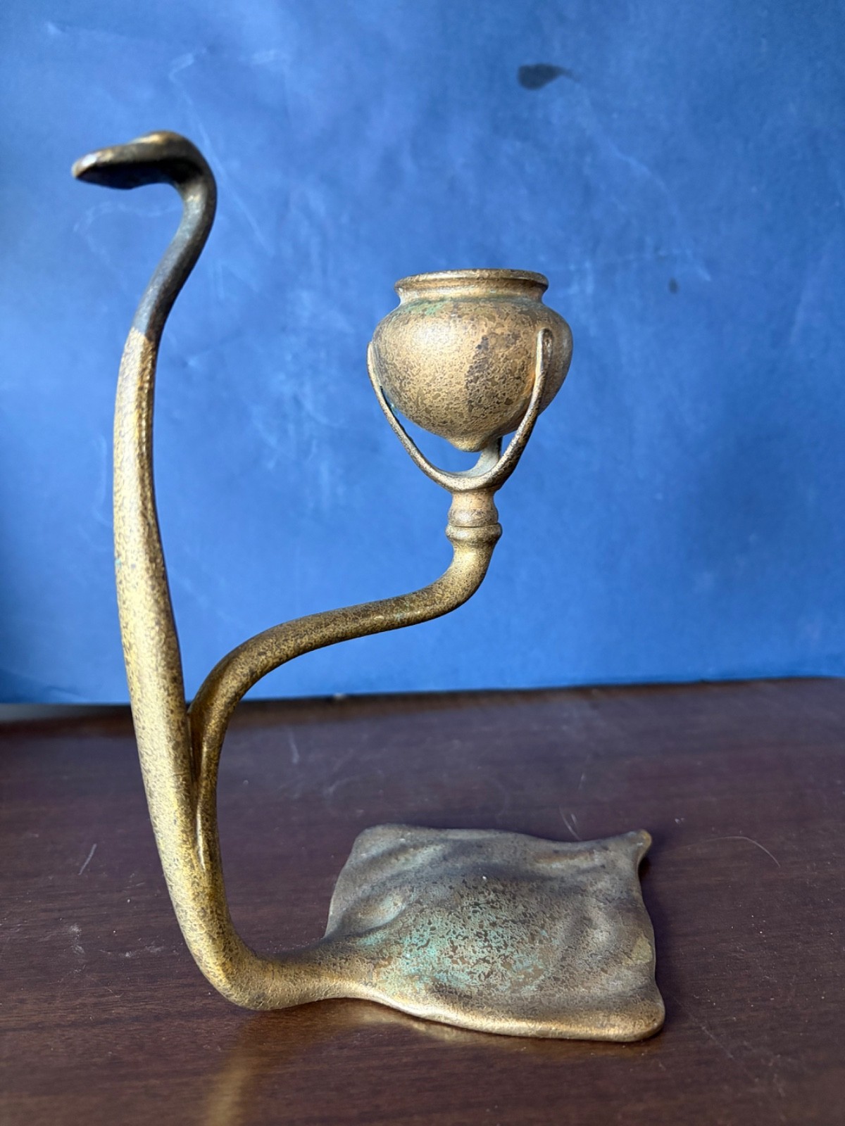 ANTIQUE TIFFANY STUDIOS BRONZE Cobra Candle Holder Signed,j123 ANTIQUE TIFFANY STUDIOS BRONZE Cobra Candle Holder Signed,j123