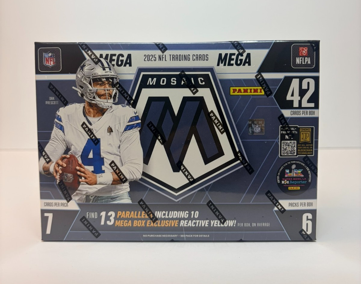 2025 Panini Mosaic NFL Football Trading Card Mega Box Factory Sealed 2025 Panini Mosaic NFL Football Trading Card Mega Box Factory Sealed