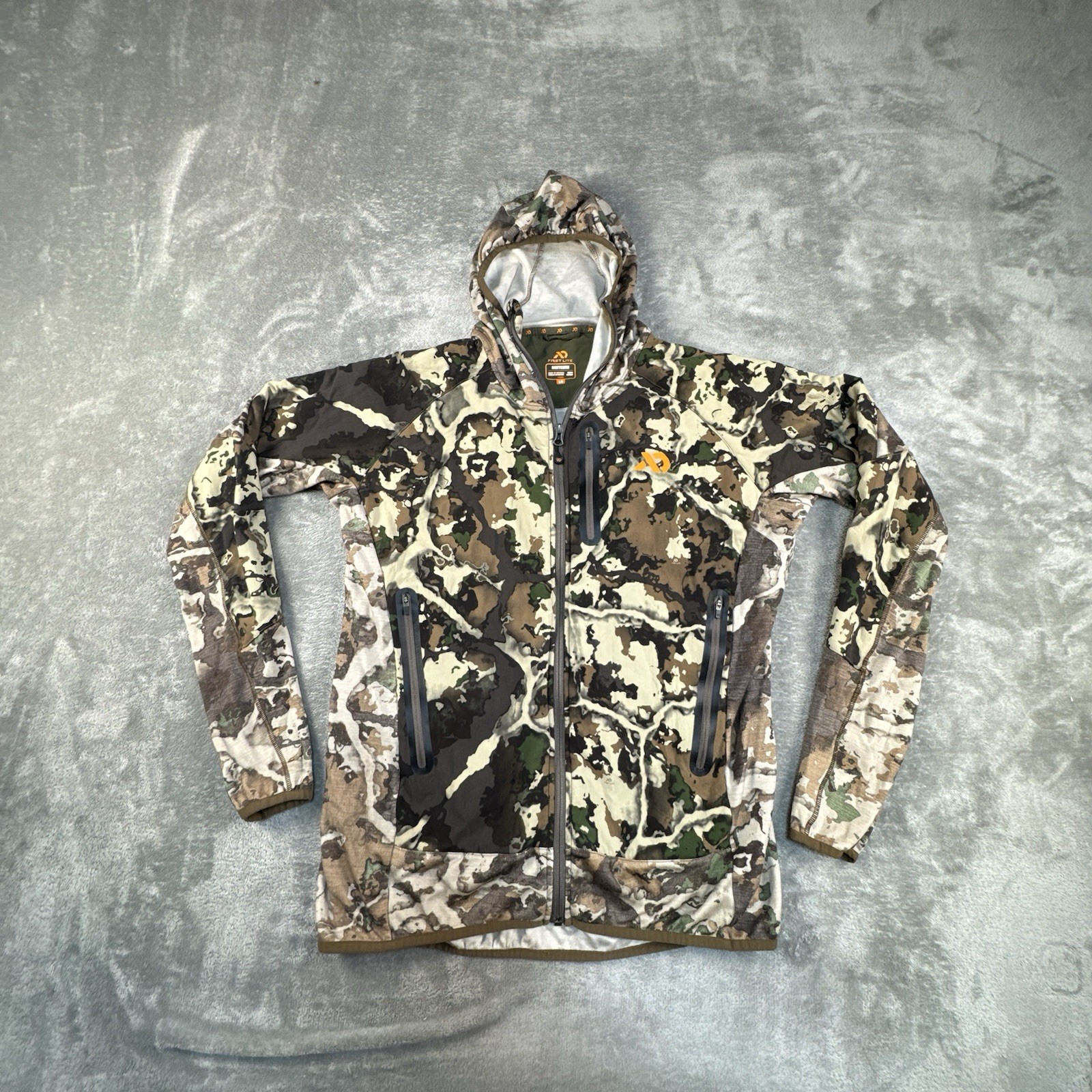 First Lite Sawtooth Jacket Mens Large Camo Merino Wool Hooded Hunting Outdoor