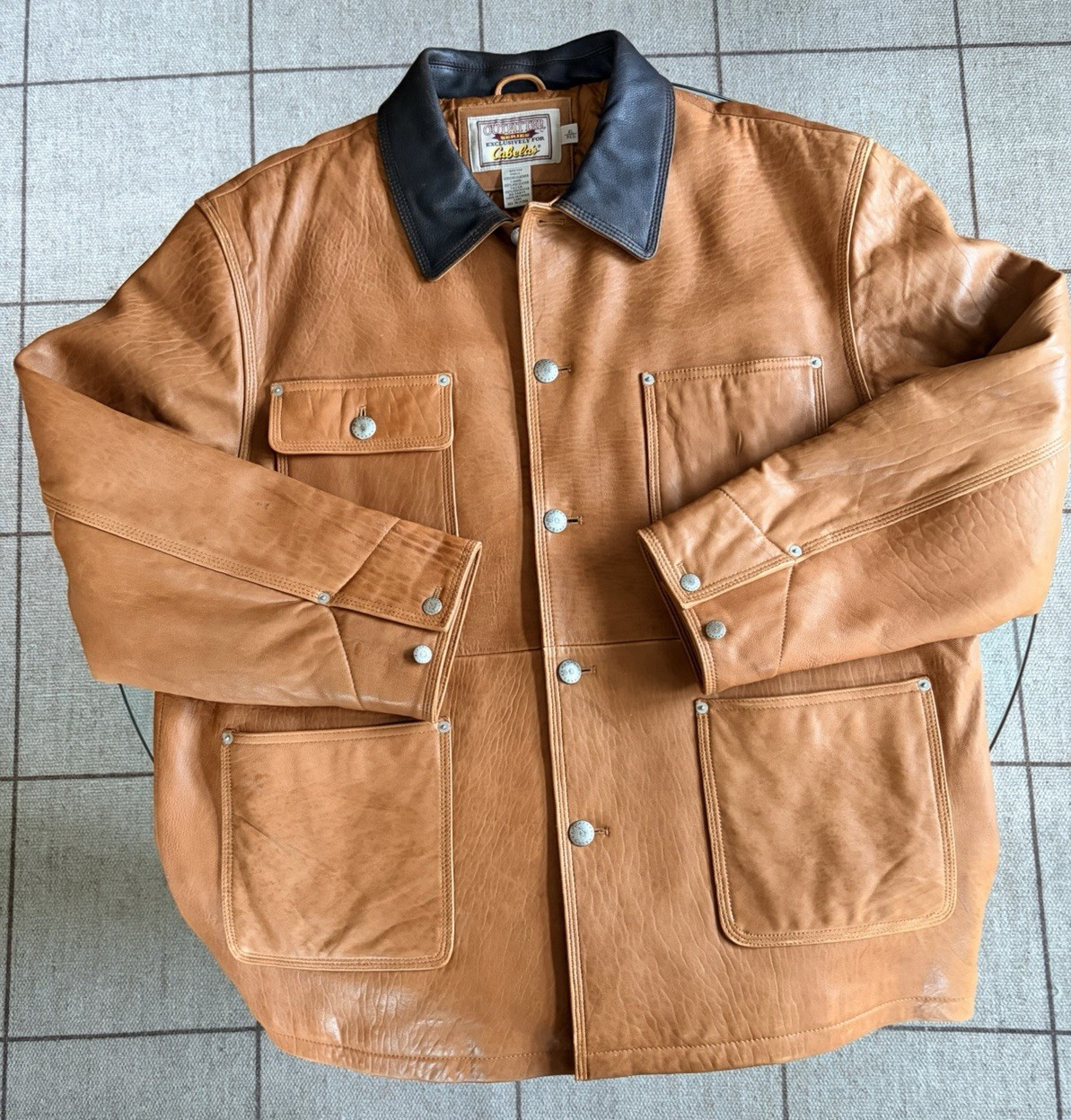 Rare Cabela\'s Outfitter Series MenXL Rancher Brown Leather Quilted Lining Coat Rare Cabela\'s Outfitter Series MenXL Rancher Brown Leather Quilted Lining Coat