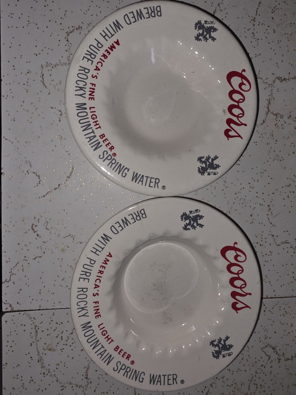 2 Vintage 1970's Coors Beer Ceramic Ashtray