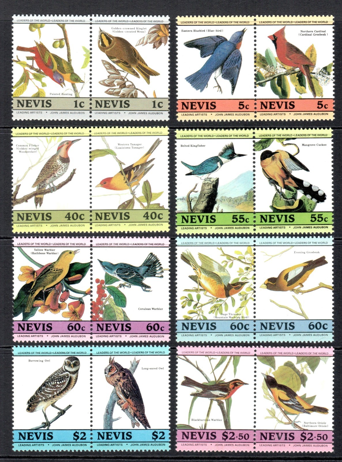 Nevis Stamps 1985 Scott 407-414 Artists Leaders of the World MNH Complete Set