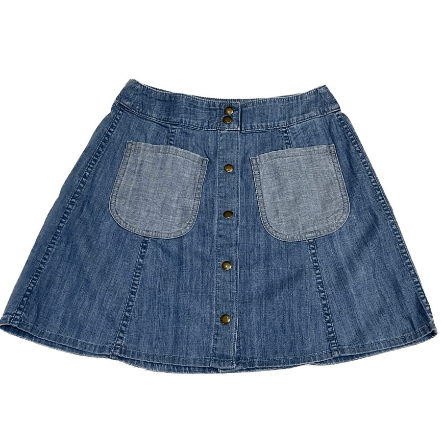 Wildfox Frankie NWOT Denim Mini A Line Cotton Button Blue Pockets Ladies Size S Wildfox Frankie NWOT Denim Mini A Line Cotton Button Blue Pockets Ladies Size S