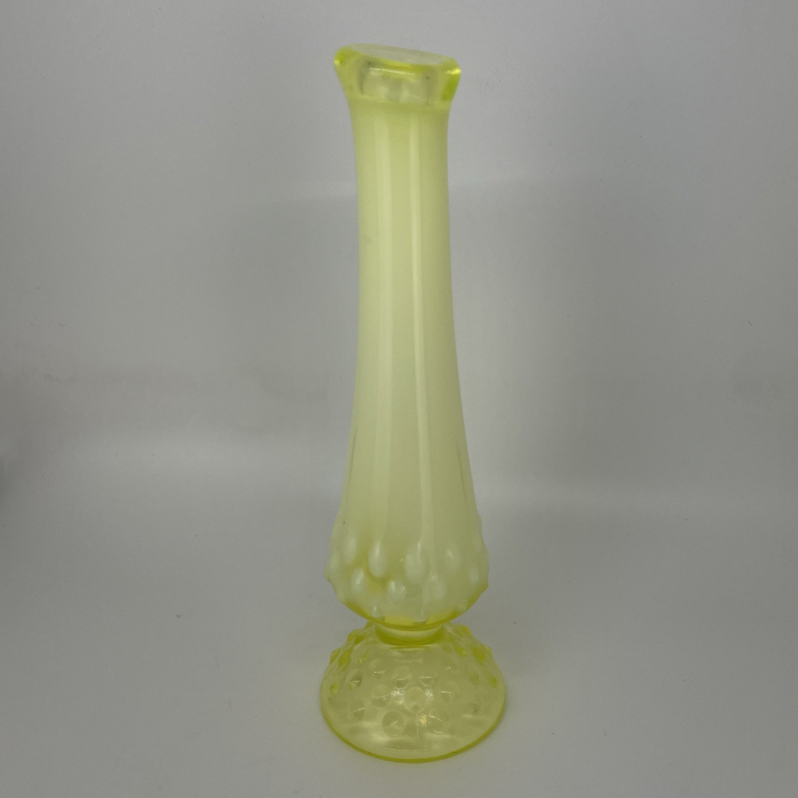 Fenton Topaz Uranium Hobnail Opalescent Swung Bud Vase 8” yellow Fenton Topaz Uranium Hobnail Opalescent Swung Bud Vase 8” yellow