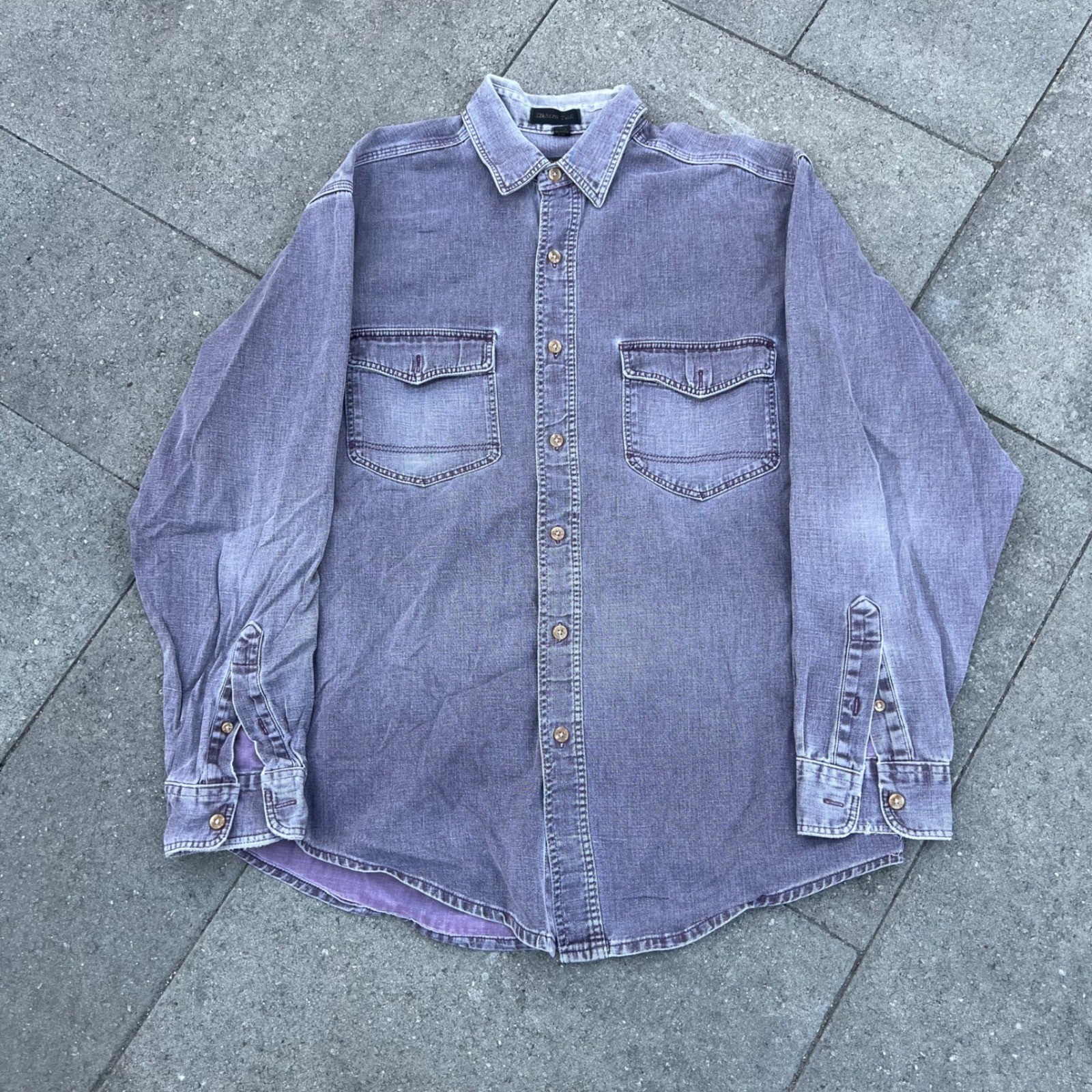 Eddie Bauer Vintage Elkhorn Twill Shirt Mens Medium Purple Cotton Made in USA
