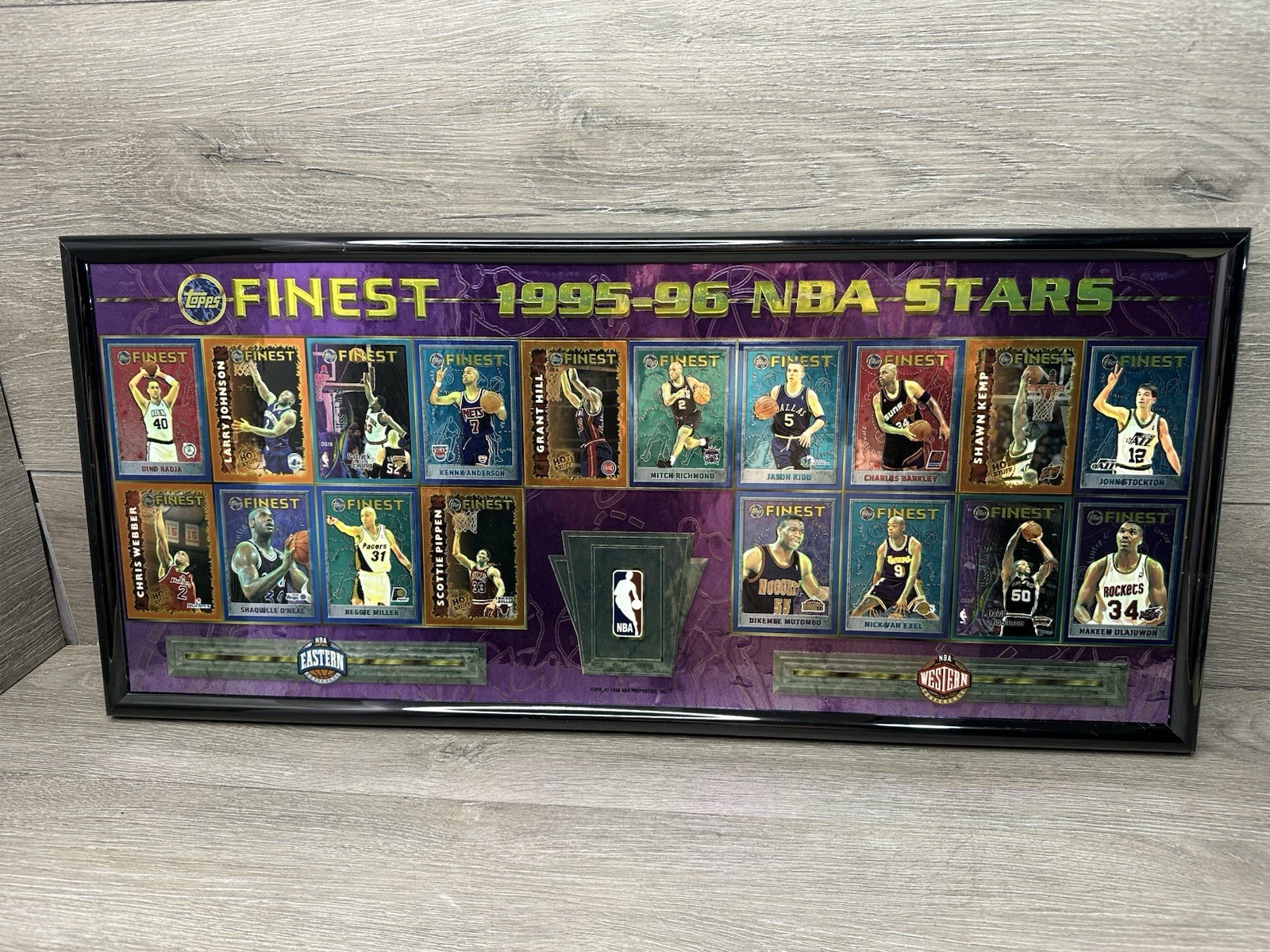 Topps Finest 1995-96 NBA Stars Framed Uncut Sheet East And West All Stars Topps Finest 1995-96 NBA Stars Framed Uncut Sheet East And West All Stars