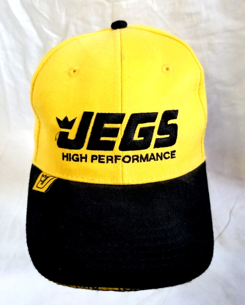 NOS VTG JEGS High Performance Auto Parts Cotton Hat Cap Yellow Black Adjustable NOS VTG JEGS High Performance Auto Parts Cotton Hat Cap Yellow Black Adjustable