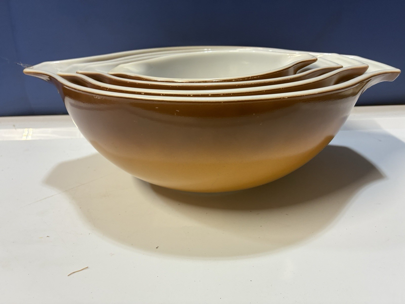 Vintage Pyrex Early American Orchard Fruit Nesting Mixing Bowls 441-444 Set of 4 Vintage Pyrex Early American Orchard Fruit Nesting Mixing Bowls 441-444 Set of 4