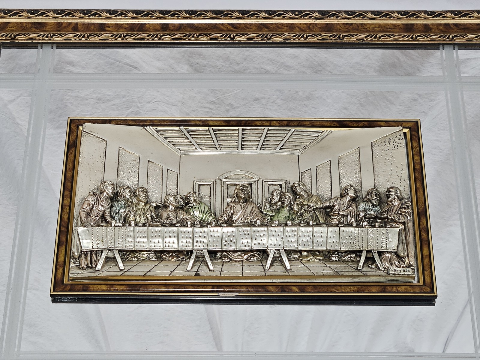Vintage Creazioni Artistiche Last Supper ARG 925 Sterling Silver Relief Mirror