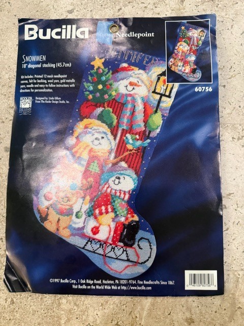 VTG 1997 Bucilla Christmas Needlepoint SNOWMEN STOCKING Kit 60756