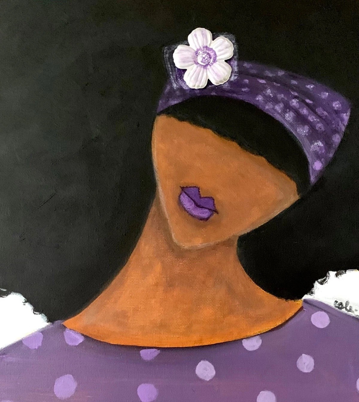 ORIGINAL 11x14 Natural Hair Art Woman w/ Abstract Afro Figure Portrait Painting