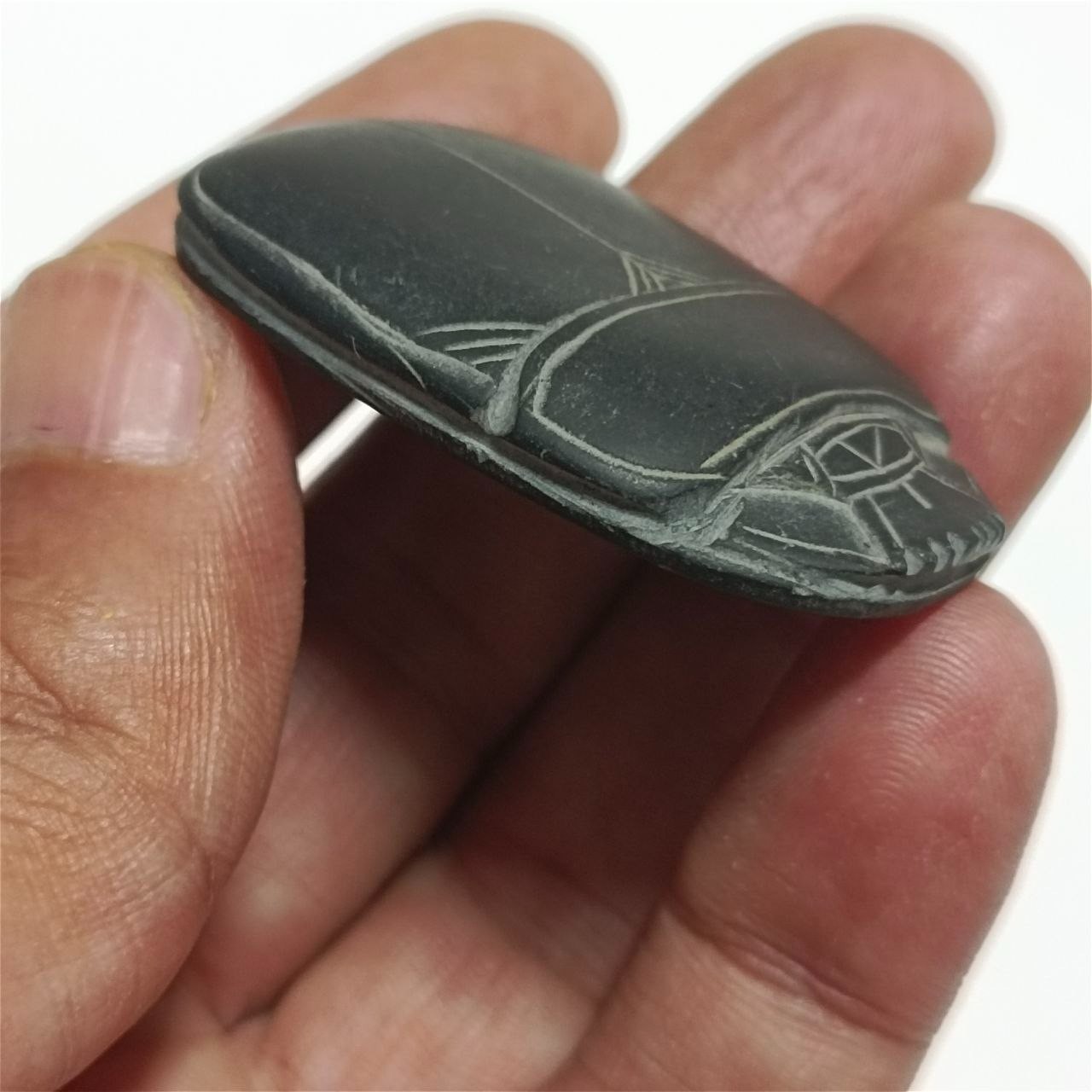Hand-Carved Egypt Basalt Scarab with Hieroglyphs Pharaonic Ancient Style Decor Hand-Carved Egypt Basalt Scarab with Hieroglyphs Pharaonic Ancient Style Decor