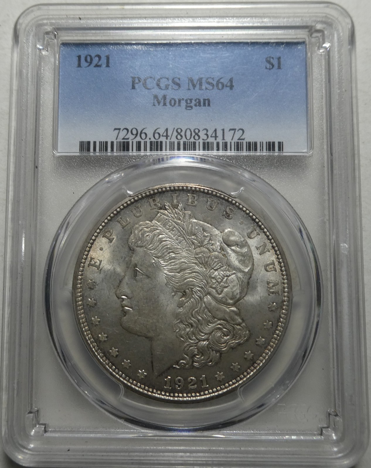 1921 D Morgan Dollar / PCGS MS 64 / No Denver MM on error slab 1921 D Morgan Dollar / PCGS MS 64 / No Denver MM on error slab