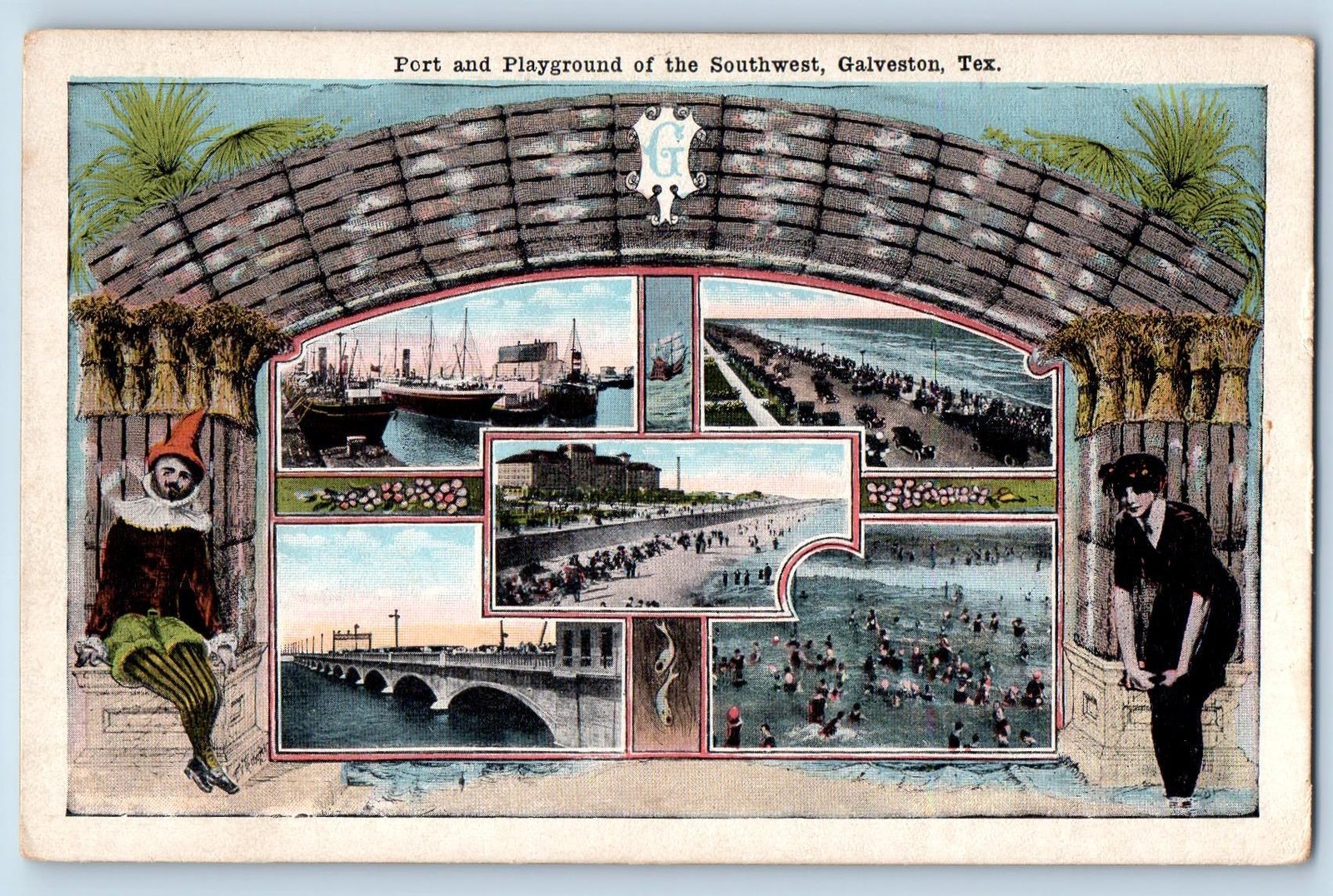 c1920's Multiview Port & Playground Of The Southwest Galveston Texas TX Postcard c1920's Multiview Port & Playground Of The Southwest Galveston Texas TX Postcard