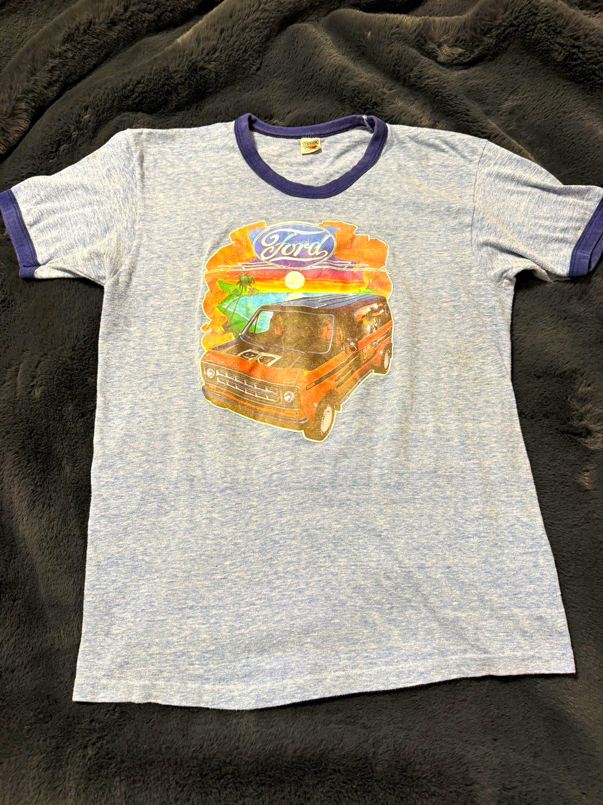 AMAZING & RARE Vintage 1970s Ford “Boogie Van” Ringer Tshirt AMAZING & RARE Vintage 1970s Ford “Boogie Van” Ringer Tshirt