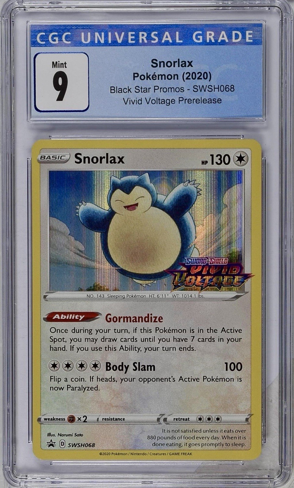 🔥 2020 SNORLAX Pokemon SWSH068 #68 Black ⭐️ PROMO HOLO PreRelease VIVID⚡️STAMP