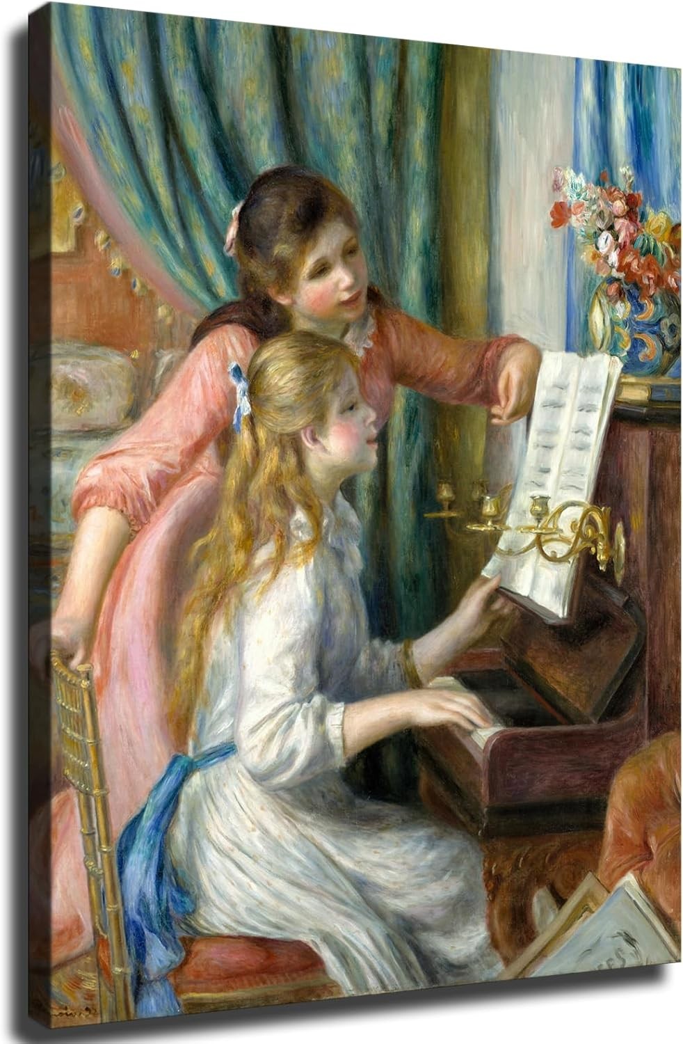 Pierre-Auguste Renoir 1892 Design Two Young Girls Playing Piano Print Canvas Art