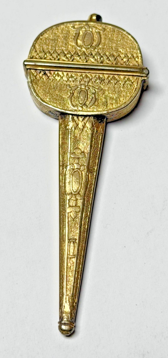Antique Georgian Gilt Metal Pinchbeck Chatelaine Scissors Case Sheath RARE #868 Antique Georgian Gilt Metal Pinchbeck Chatelaine Scissors Case Sheath RARE #868