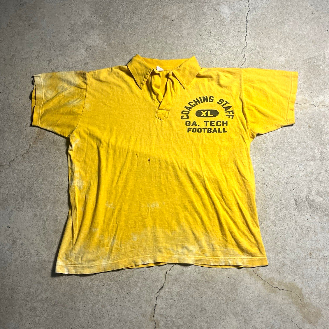 Vintage 1950s Loopcollar Waterprint Staff Issued GA Tech Football Coaching Polo Vintage 1950s Loopcollar Waterprint Staff Issued GA Tech Football Coaching Polo