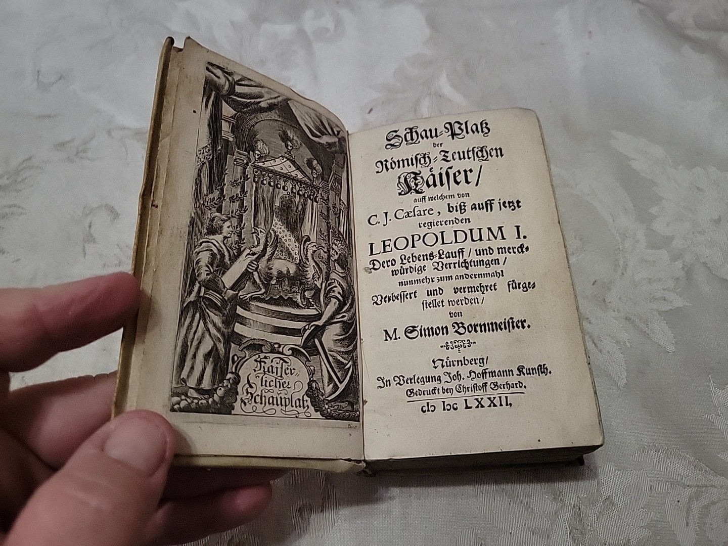 Antique Book 1672 History of the Roman-German Emperors Simon Bornmeister ILL.