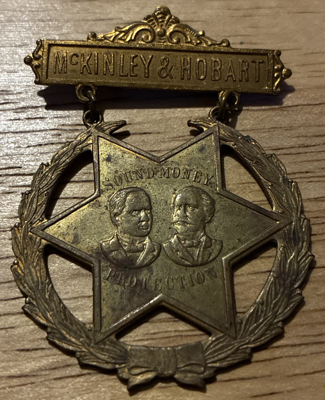 Rare Antique McKinley & Hobart Presidential Campaign Badge pinback button 