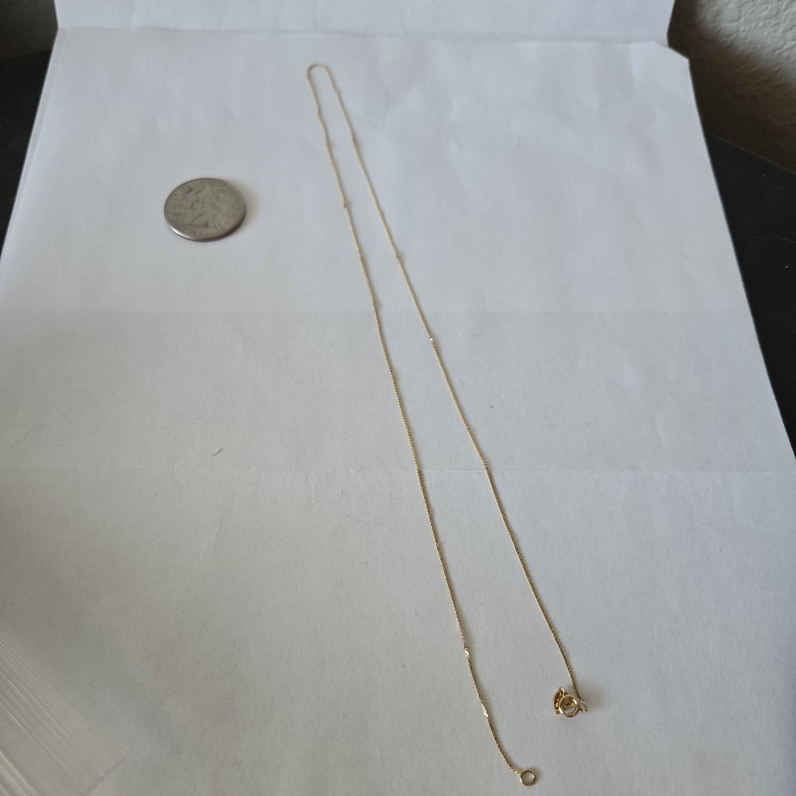 Dainty Solid 14K Yellow Gold Fine Link Chain Necklace Spring Ring Clasp Dainty Solid 14K Yellow Gold Fine Link Chain Necklace Spring Ring Clasp
