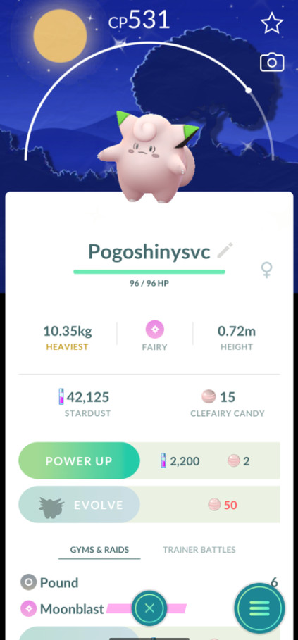 Pokemon Trade Go - Shiny Clefairy - Dancing in the Moonlight Background Pokemon Trade Go - Shiny Clefairy - Dancing in the Moonlight Background