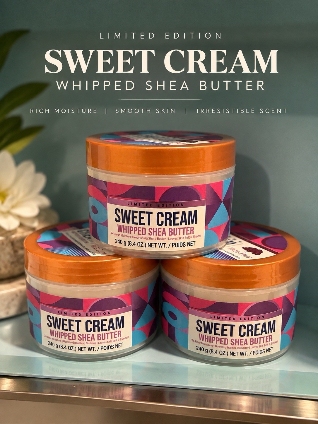 3PK Tree Hut Sweet Cream Whipped Shea Butter Limited Edition 8.4 oz ~ New