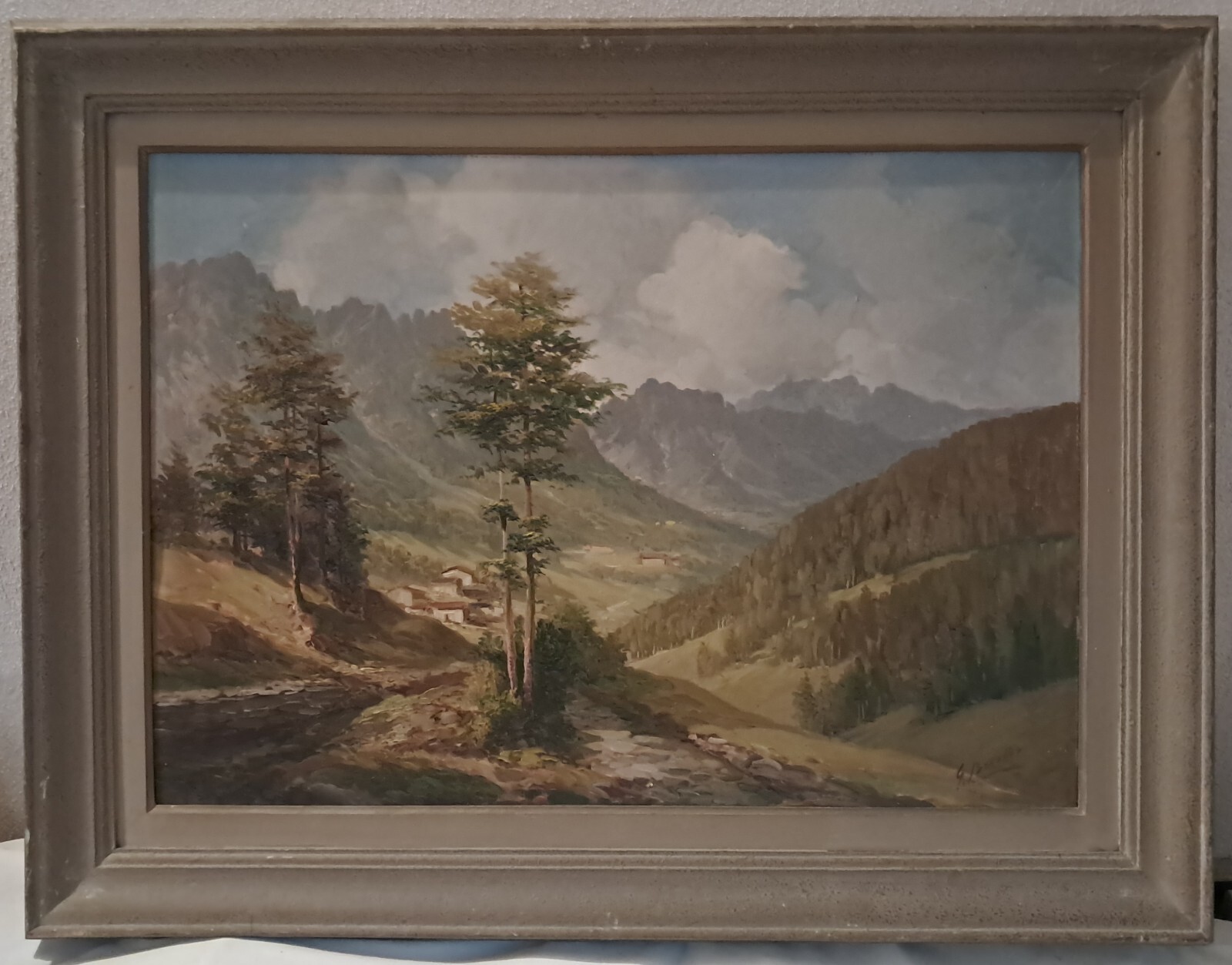 MOUNTAIN LANDSCAPE GIUSEPPE BONACINA - OIL ON PANEL 1950s