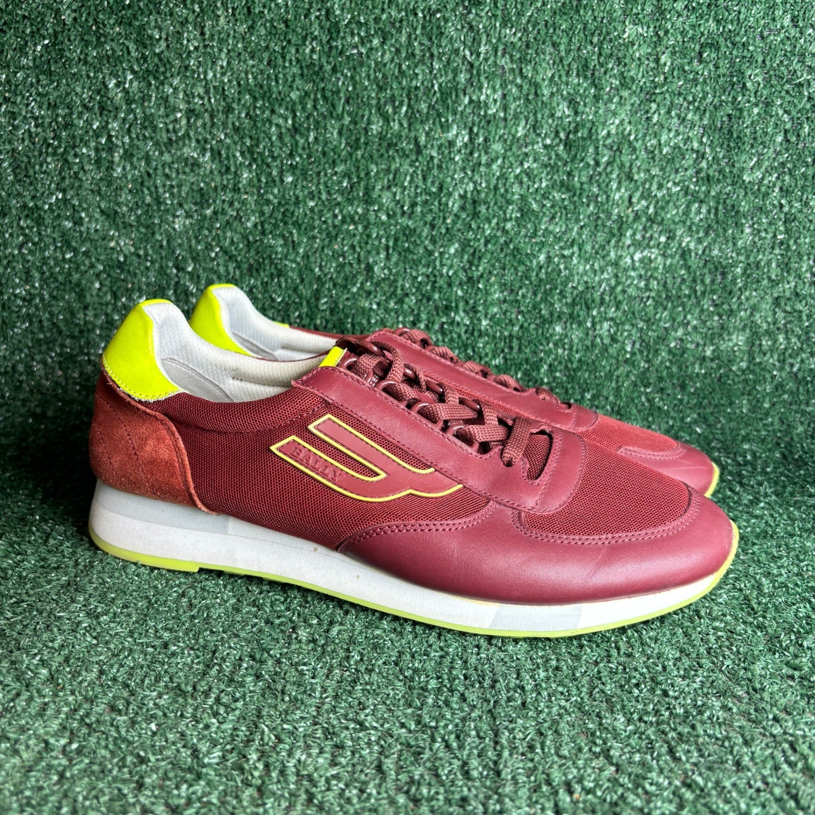 Bally Gavino Mixed Media Mesh Leather Suede Sporty Sneakers Maroon Mens Size 9 D Bally Gavino Mixed Media Mesh Leather Suede Sporty Sneakers Maroon Mens Size 9 D