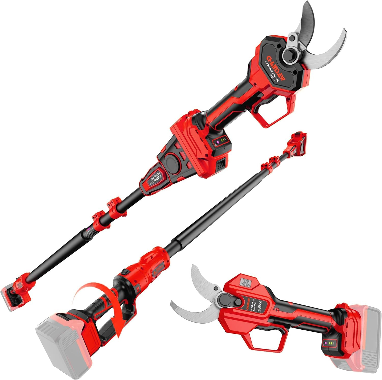 2-IN-1 Electric Pole Pruning Shears Cordless Compatibility with Milwaukee 18V Ba