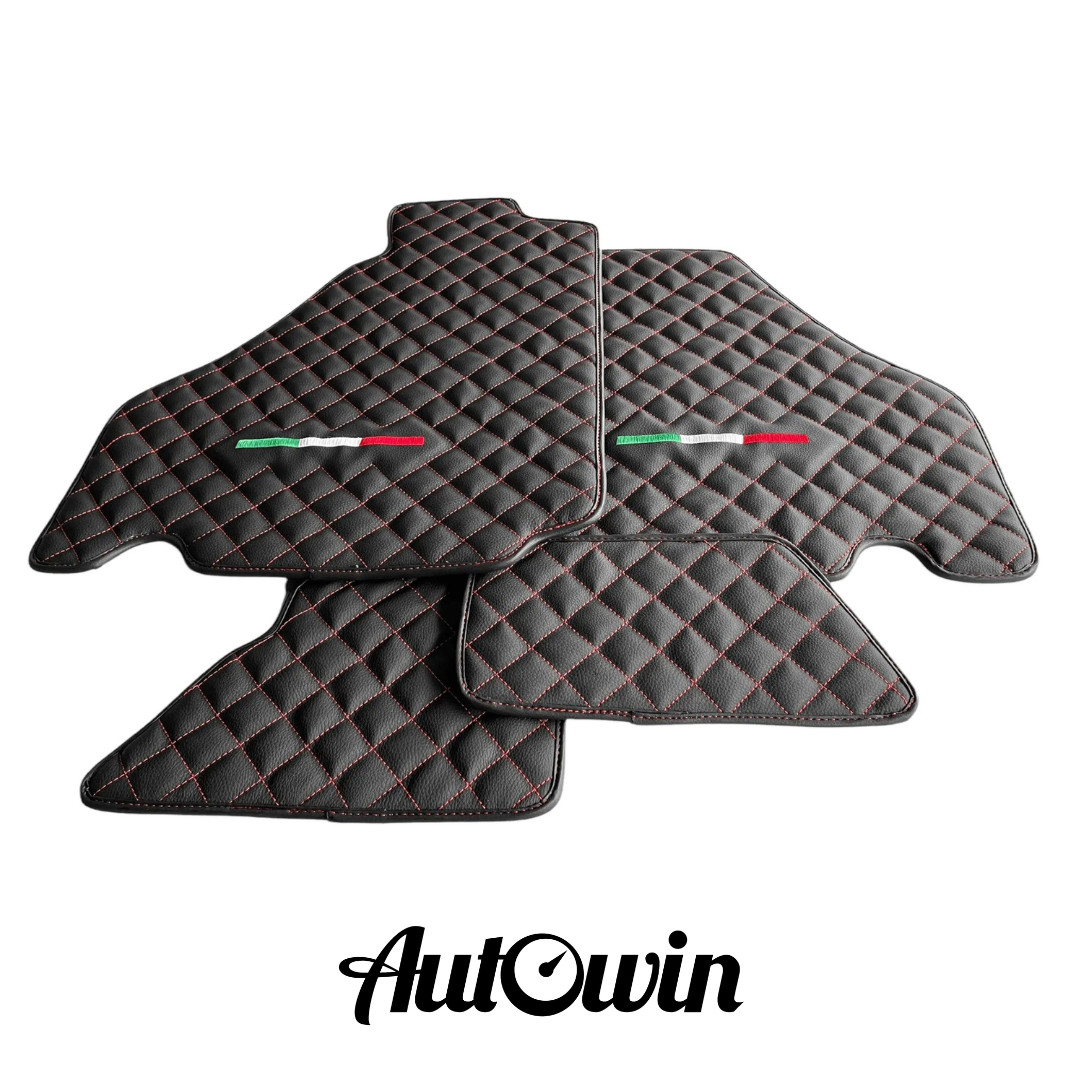 AutoWin Brand Black Leather Floor Mats for Ferrari 360 2000-2008