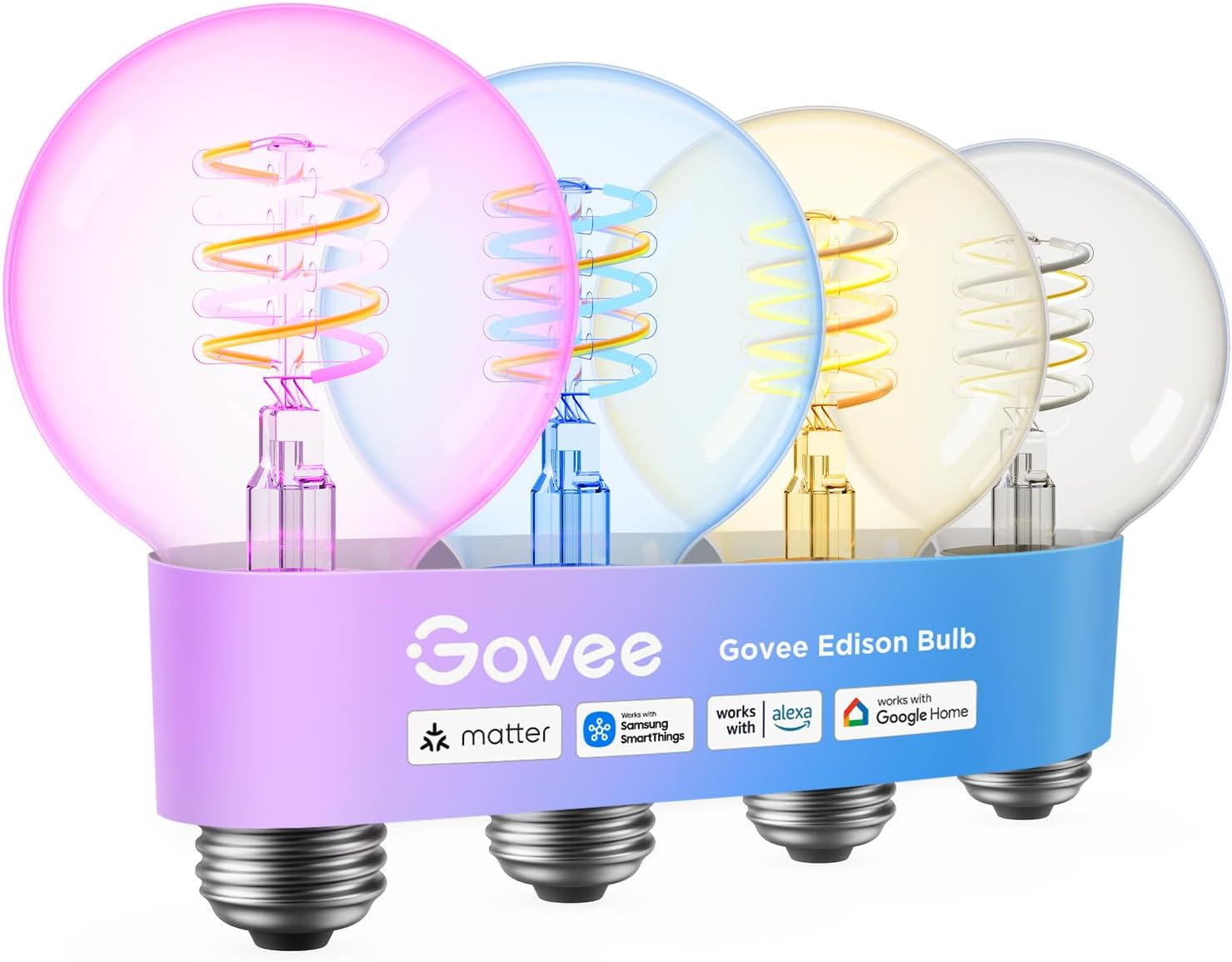 Govee Edison Bulbs, G25 Smart Vintage Light Bulbs, RGBWW, E26 Base 4 Pack Govee Edison Bulbs, G25 Smart Vintage Light Bulbs, RGBWW, E26 Base 4 Pack