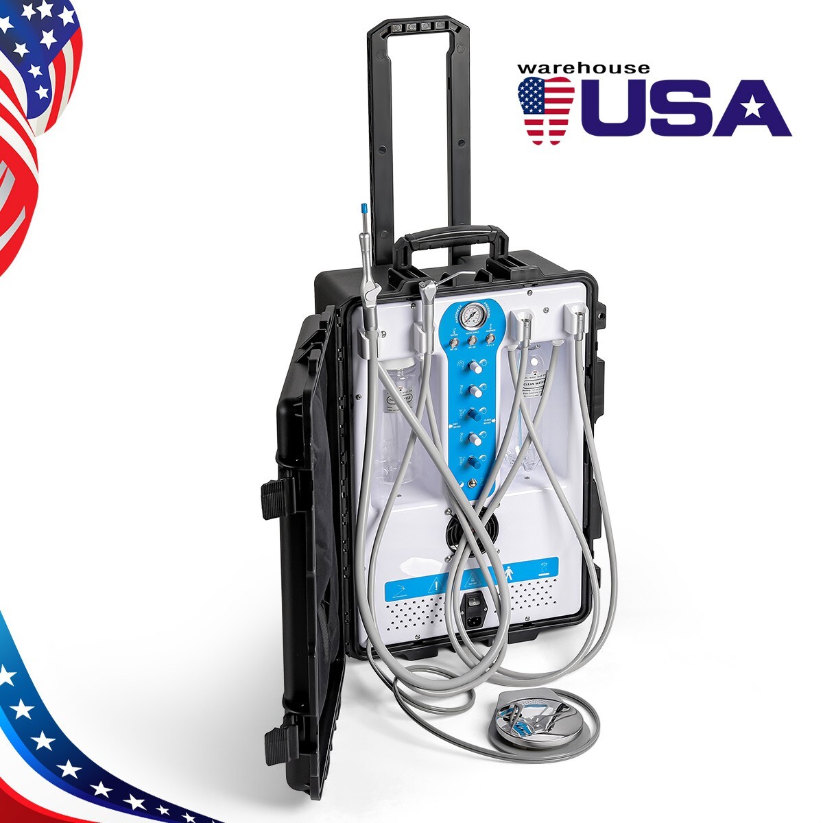 Portable Dental Delivery Unit Mobile Air Compressor Syringe High Suction FDA CE