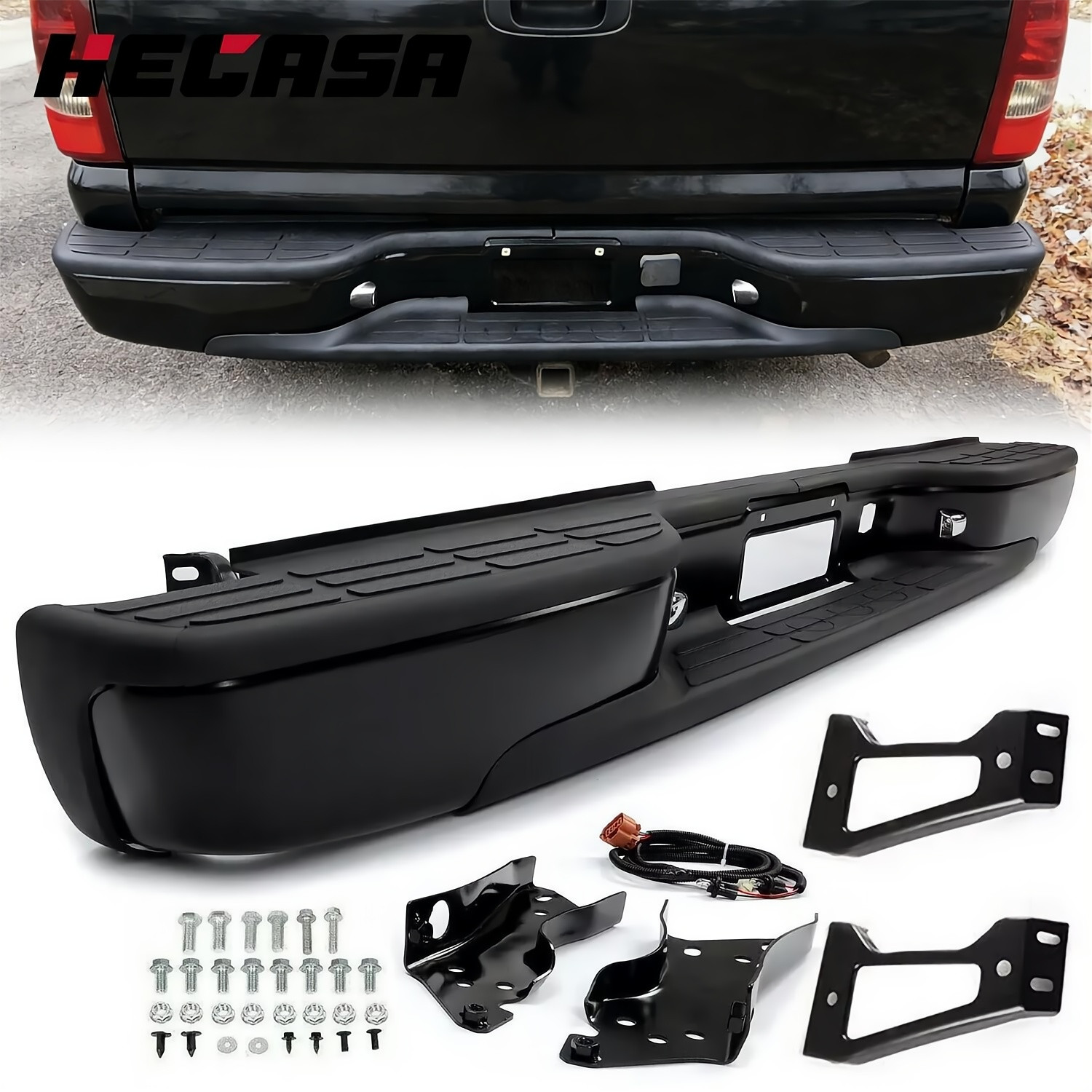 Complete Rear Step Bumper For 1999-07 Chevy Silverado GMC Sierra 1500 2500 Black Complete Rear Step Bumper For 1999-07 Chevy Silverado GMC Sierra 1500 2500 Black