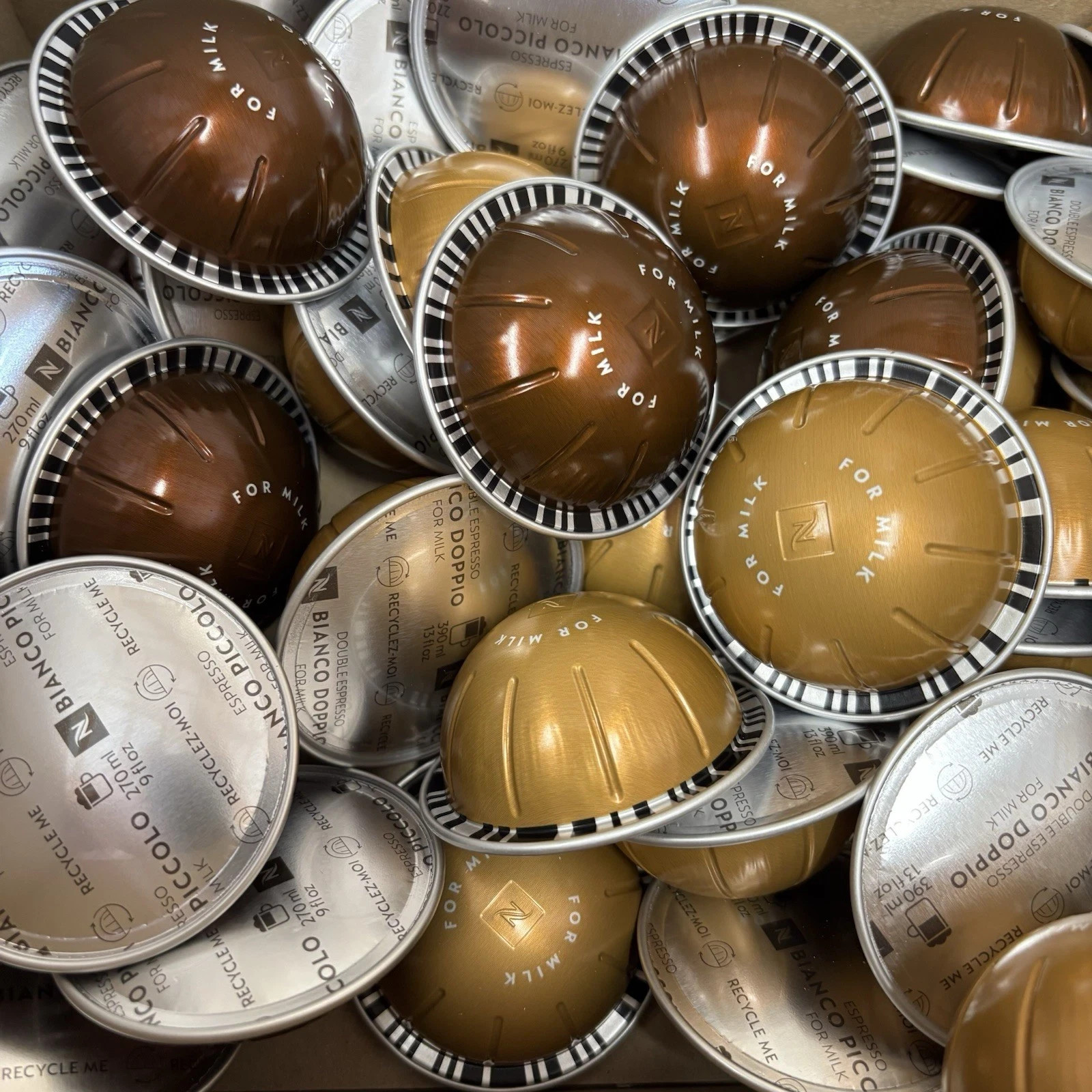 Nespresso Vertuo Bianco Doppio & Bianco Piccolo Capsules 20 Each, 40ct LOOSE LOT Nespresso Vertuo Bianco Doppio & Bianco Piccolo Capsules 20 Each, 40ct LOOSE LOT