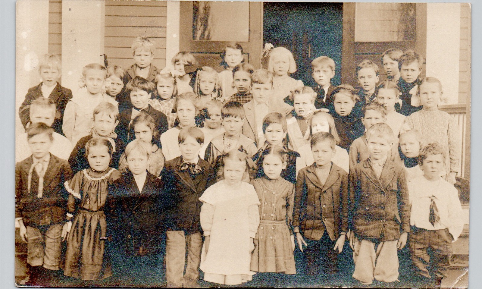 SCHOOL STUDENTS moscow id c1910 postcard idaho real photo rppc class kids