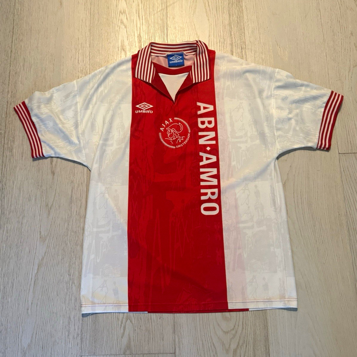 1993–1994 AFC Ajax Home Jersey Shirt White/Red Size L Umbro Retro 