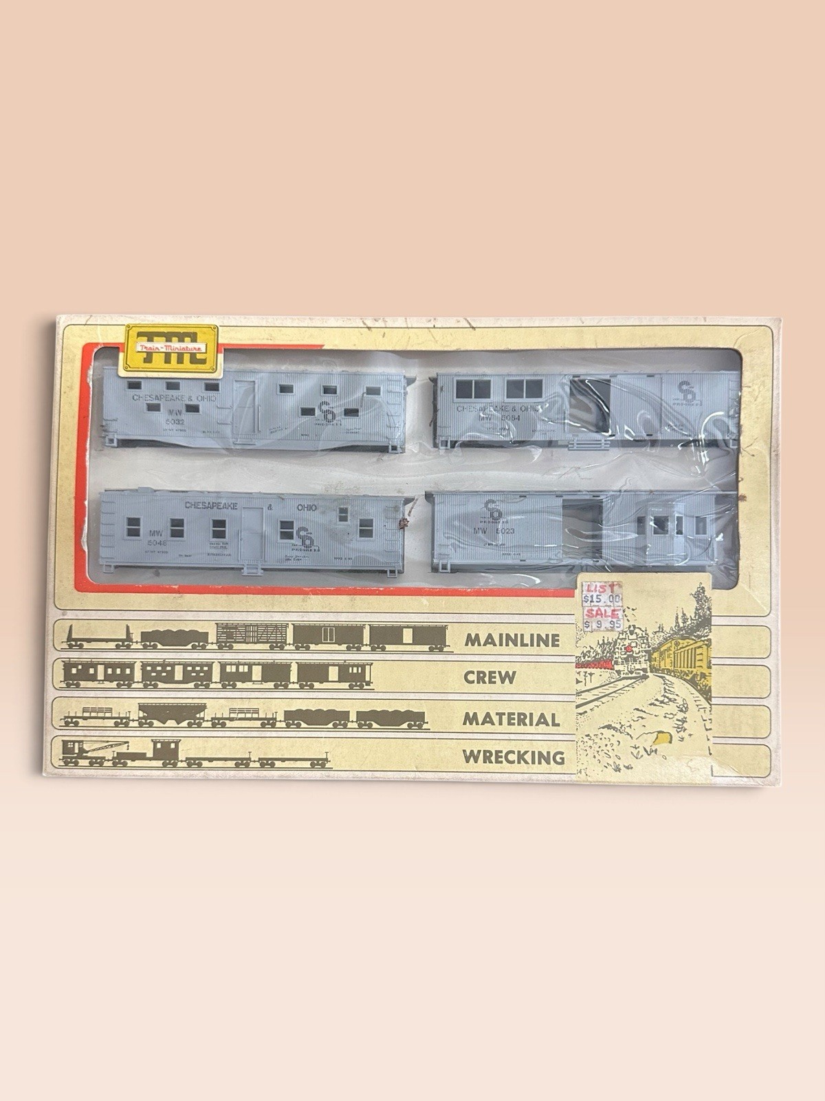 Vintage HO Scale Train Miniature Chesapeake Ohio Maintenance of Way 4 Cars New