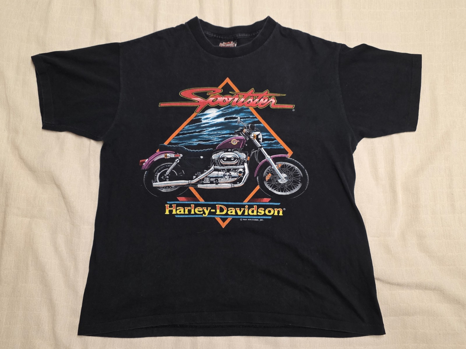 Vintage 1991 Harley Davidson Fletcher\'s Clearwater FL Holoubek USA T Shirt L 90s
