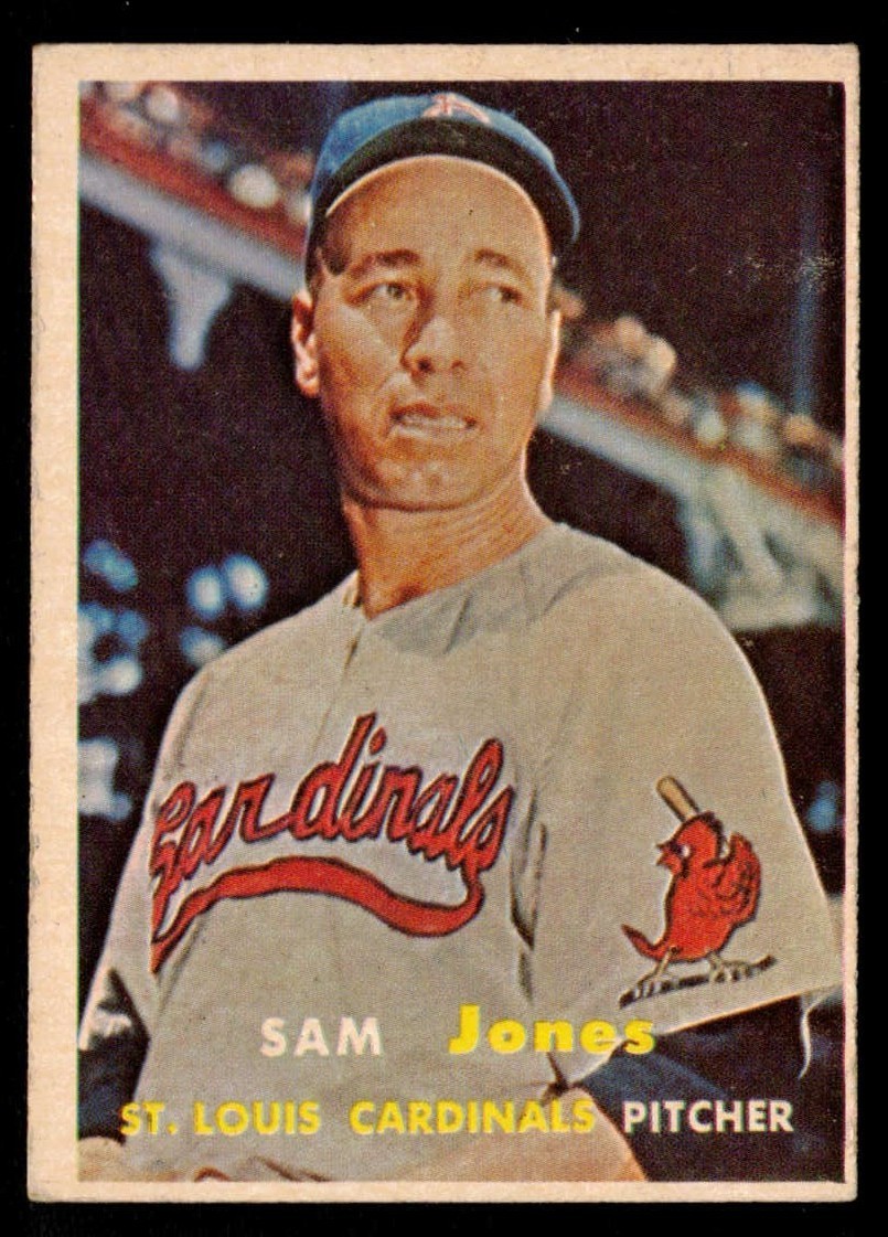 1957 Topps Baseball Sam Jones 4th Series Card #287 - St Louis Cardinals - VG/VG+ 1957 Topps Baseball Sam Jones 4th Series Card #287 - St Louis Cardinals - VG/VG+