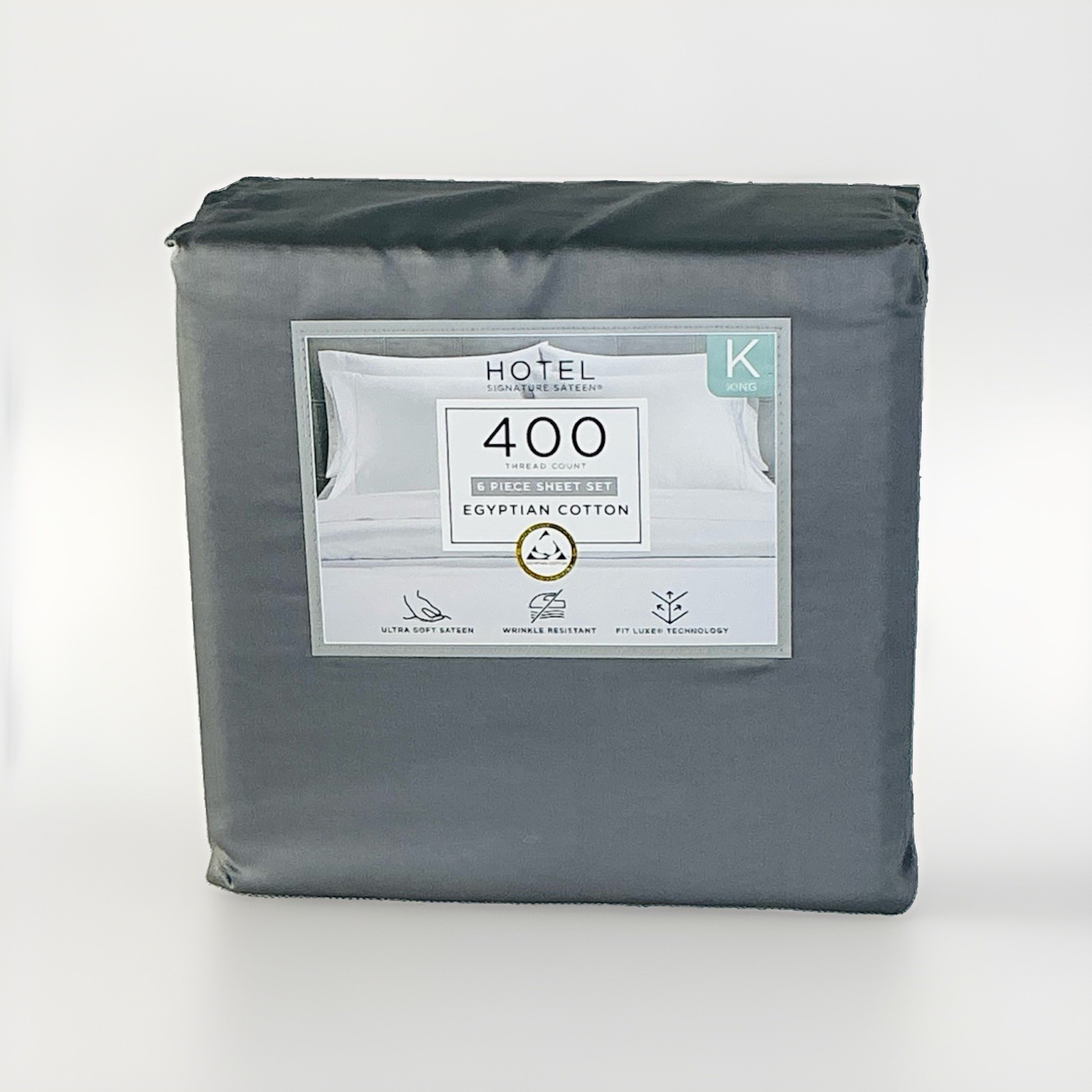 Hotel Signature Egyptian Cotton 400 Thread Count 6-Piece Sheet Set King Gray-PO Hotel Signature Egyptian Cotton 400 Thread Count 6-Piece Sheet Set King Gray-PO