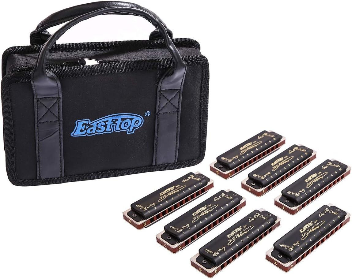 EASTTOP 008K 10hole Harmonica Set blues harp Professional Diatonic Harmonica Lot