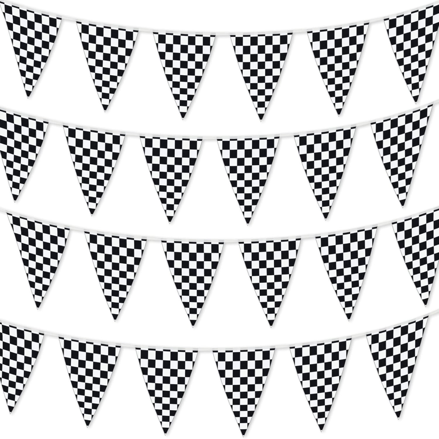 Checkered Flags Black and White 30\' 100’ FT Pennant Racing Banner NASCAR Theme Checkered Flags Black and White 30\' 100’ FT Pennant Racing Banner NASCAR Theme