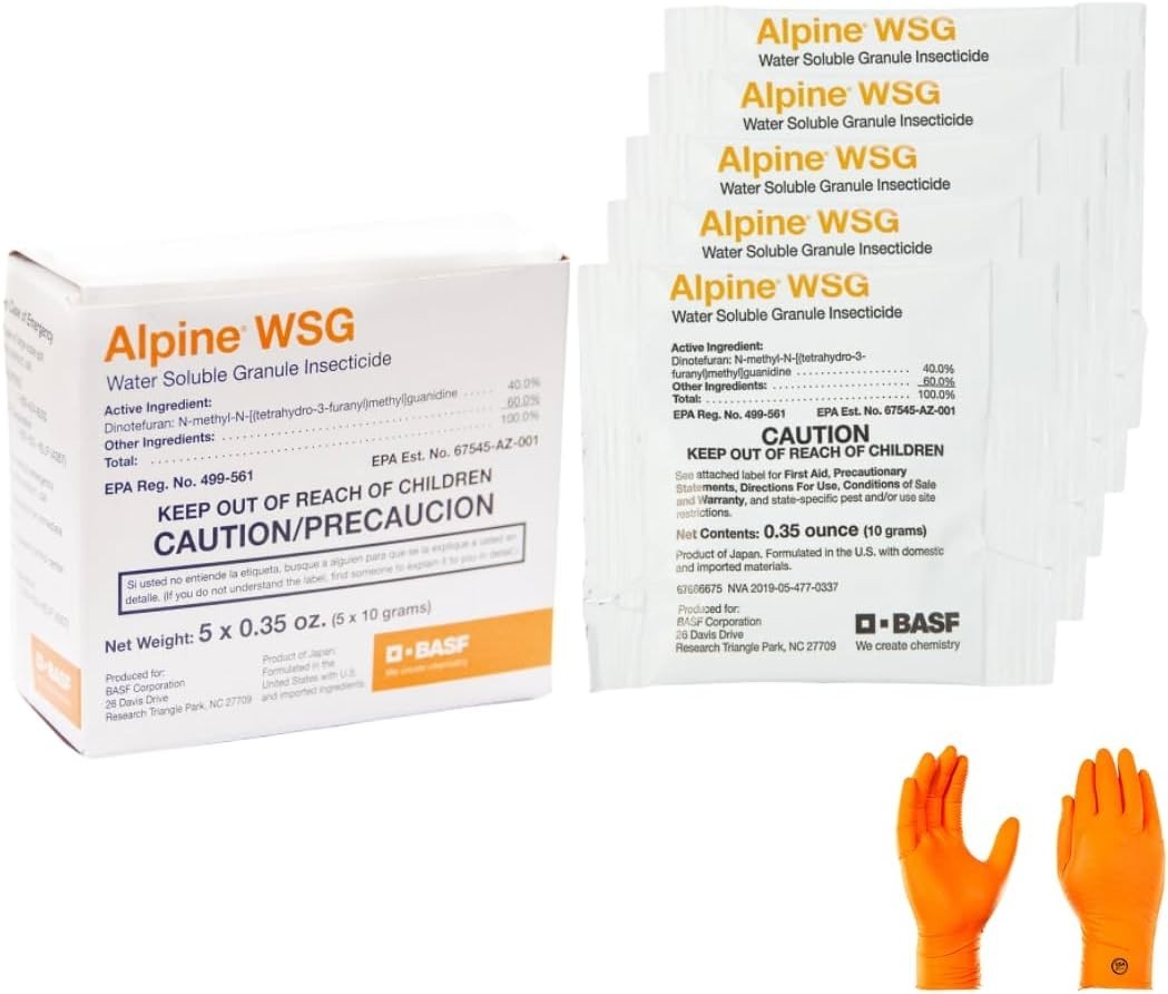 5 Pouches x 10 Gram Packet Alpine WSG Water Soluble Insecticide Kill Ant Roach