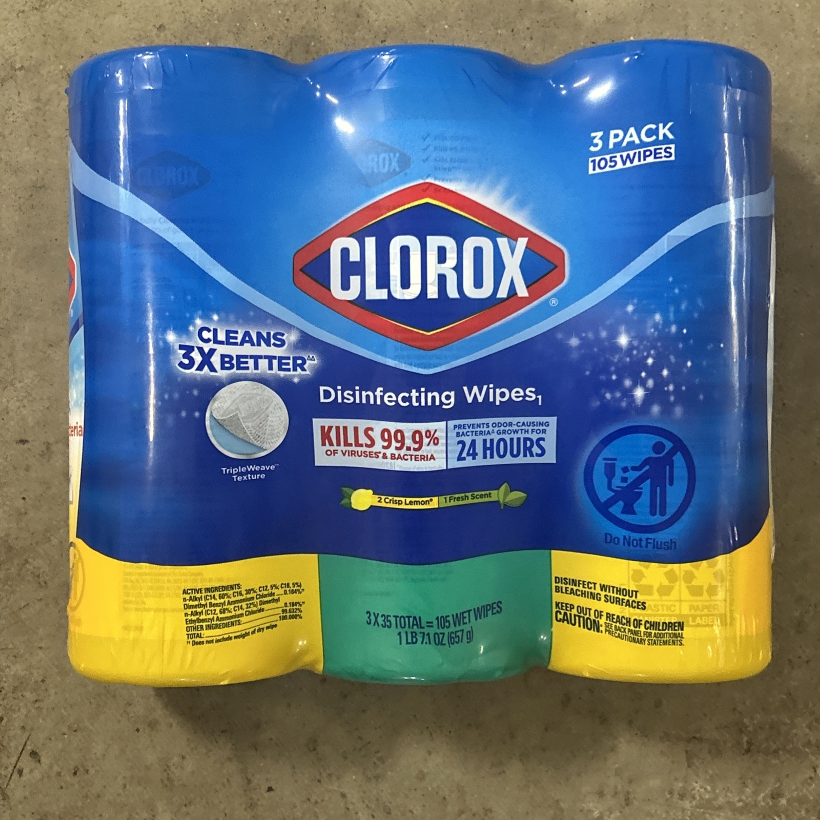 New Clorox Disinfecting Cleaning Wipes Crisp Lemon & Fresh Scent 3 Pack 105 Ct New Clorox Disinfecting Cleaning Wipes Crisp Lemon & Fresh Scent 3 Pack 105 Ct